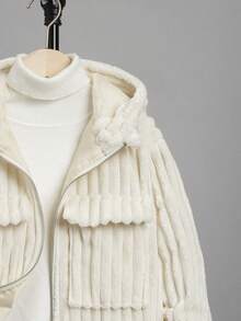 SHEIN Tween Boy 1pc Flap Pocket Hooded Coat - Apricot - View 3