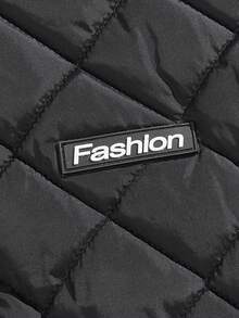 GENTILAND Áo khoác chần bông có mũ trùm đầu, họa tiết chữ vá gấu bông rộng rãi dành cho nam - trái cam - Xem 4