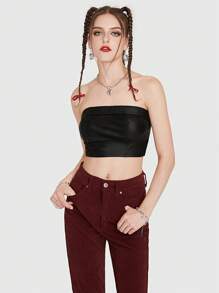 Top tubo crop unicolor - Negro - Ver 5