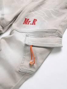 Tween Boy Letter Graphic Flap Pocket Cargo Jeans - Grey - View 7