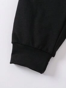 SHEIN Cô Gái Trẻ Khẩu hiệu & Đồ họa Hoạt hình Quần thể thao - màu đen - Xem 3