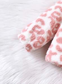 Baby Girl Leopard Print Teddy Jacket & Pants & Cami Top - Multicolor - View 5