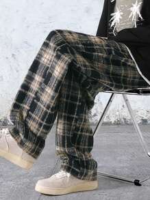 Manfinity Hypemode 男裝寬鬆格紋印花束口腰褲 - 彩色 - 查看 5