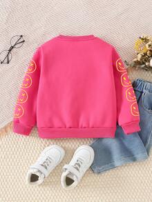 SHEIN Young Girl Letter Graphic Sweatshirt - Hot Pink - View 2