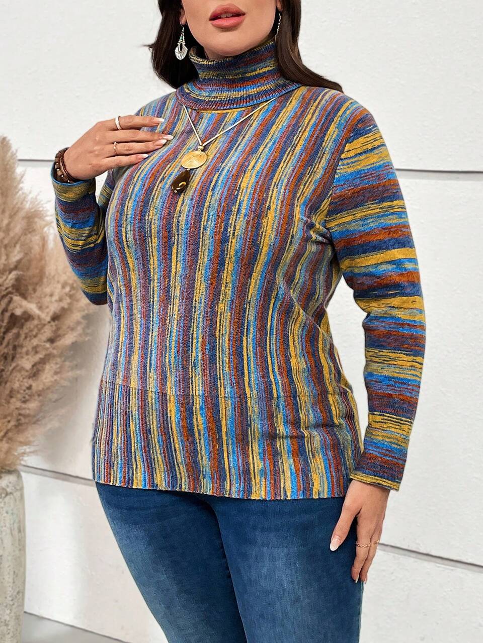 Plus Space Dye Turtleneck Sweater