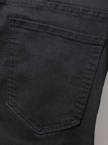 Manfinity LEGND Men Cotton Splash Ink Print Ripped Frayed Rag Stitching Jeans Work Going Out Urban Vacation - Black - View 5