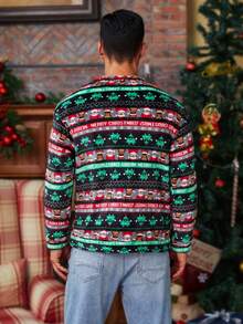 Manfinity Homme Loose Fit Men's Christmas Printed Drop Shoulder Sweatshirt - Black - View 2