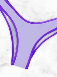 Summer Beach Contrast Binding Bikini Set - Mauve Purple - View 6