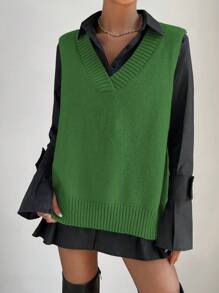 Chiquease Pull Sans Manches Fendu Asymétrique Sans Chemise