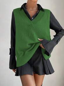 Chiquease Pull Sans Manches Fendu Asymétrique Sans Chemise