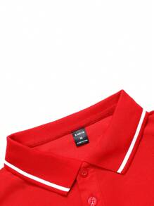 Manfinity Homme Men Contrast Trim Polo Shirt - Red - View 4