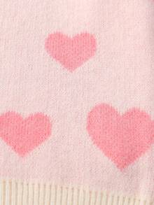 SHEIN Tween Girl Heart Pattern Sweater & Flare Leg Knit Pants - Pink - View 5