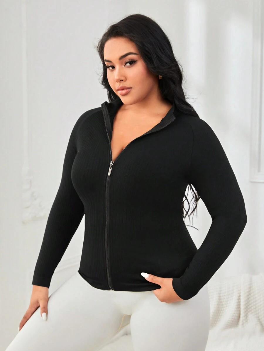 Easithlete 加拉鍊運動夾克 - 黑色 - 查看 1