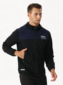 Gym Rark Nam Đồ họa Chữ cái Hai âm Dây kéo áo có mũ Jacket thể thao - màu đen - Xem 7