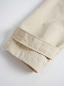 SHEIN Unity Drawstring Waist Flap Detail Trench Coat - Khaki - View 4