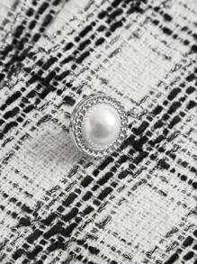 SHEIN Unity 加格子印花雙排扣大衣 - 白色 - 查看 3