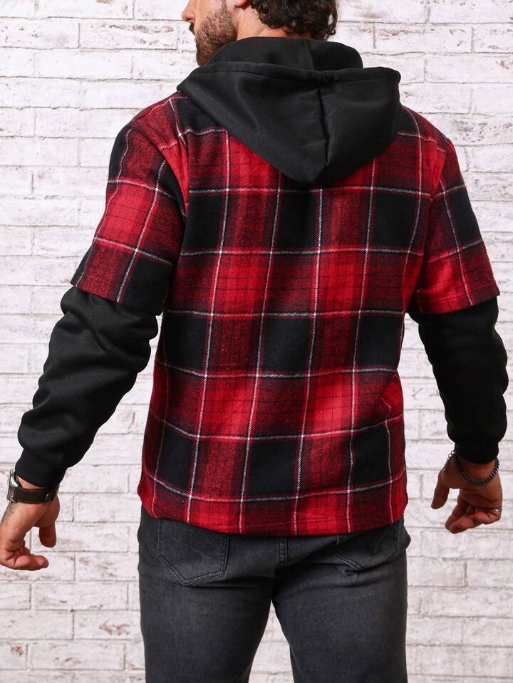 Mens plaid jacket with on sale hood