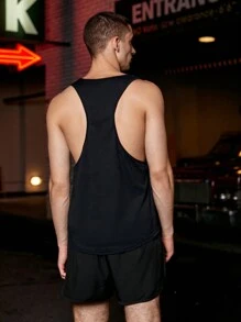 Manfinity Sport Corelite Boyfriend Style Men 1pc Solid Racer Back Sports Tank Top Workout Tops - Black - View 5