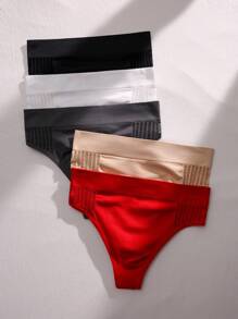 5 piezas Bragas unicolor de talle alto - Multicolor - Ver 4