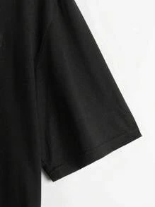 Manfinity RebelGame Áo thun họa tiết & điêu khắc chữ cho nam - màu đen - Xem 4