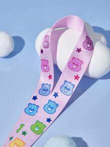 SHEIN X Care Bears 1pc Pink Star & Bear Print Card Holder With Lanyard, Gifts - Pink - View 4