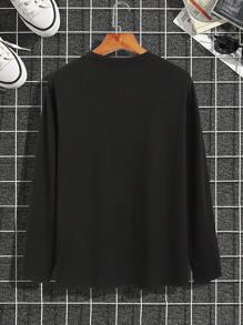 Manfinity Homme Men Wings Print Casual Long Sleeve Tee, Boyfriend Gift, For Work, For Fall - Black - View 2