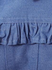 SHEIN Baby Girl Teddy Lined Frill Trim Button Front Denim Effect Jacket - Blue - View 6