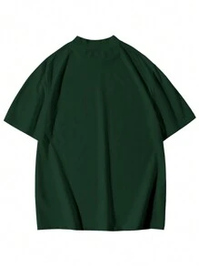 Manfinity Homme 男士大码字母圖案小高領T恤 - 墨綠色 - 查看 2