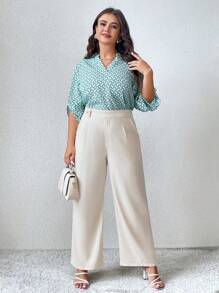 SHEIN Unity 大碼純色斜袋褲 - 杏色 - 查看 1