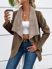 Chiquease Waterfall Collar Open Front Coat - Brown - View 4