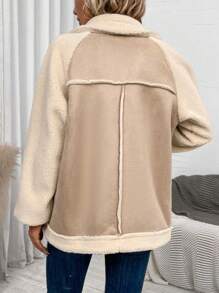 SHEIN LUNE Zip Up Teddy Lined Jacket In Fall/Winter