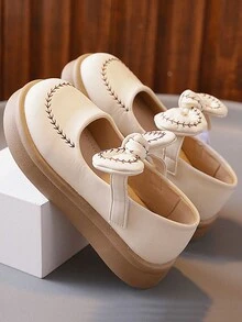 女童平底鞋可愛蝴蝶結 PU 皮學校戶外休閒鞋