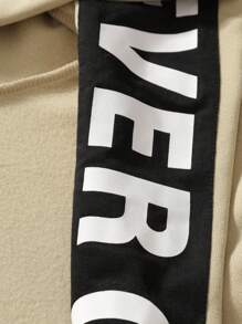 Manfinity Homme Men Letter Graphic Open Front Hoodie - Khaki - View 3