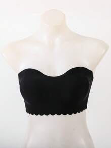1 par Sujetador bandeau ribete en abanico con transparente con tira - Negro - Ver 5