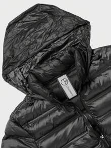 男士拉链连帽夹棉大衣 - 黑色 - 查看 8