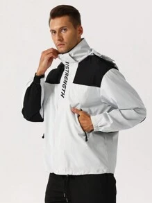 Manfinity Homme Men's Contrast Hooded Jacket - Light Grey - View 7