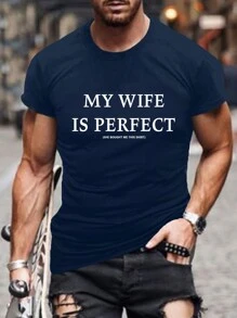 Manfinity Homme Men Plus Slogan Graphic Tee - Navy Blue - View 1