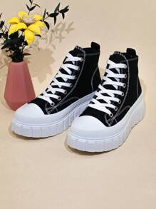 Women's Outdoor Thick Sole Wedge Sneakers, Breathable Casual Shoes For Everyday Wear