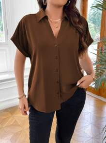 Vionelle Plus Batwing Sleeve Button Front Shirt