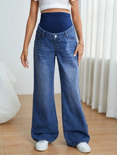 SHEIN Graviditetskläder Bred Ben Jeans