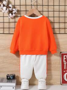 SHEIN Baby Boy Letter Graphic Sweatshirt & Sweatpants - Multicolor - View 2