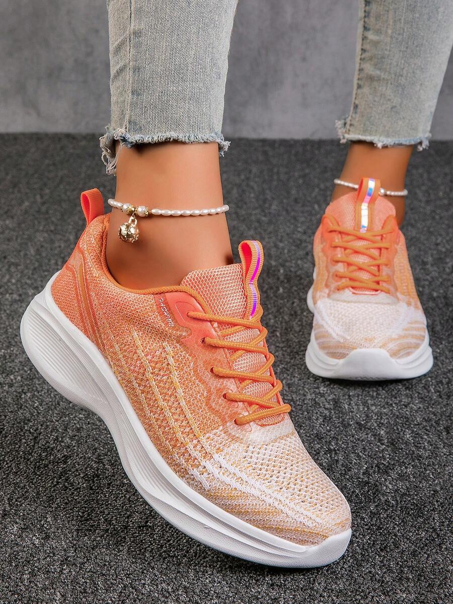 Của phụ nữ Thoải mái Dệt kim Thoáng khí Giải trí Điền kinh Giày dép - trái cam - Xem 1