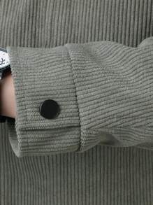 男士翻盖口袋保暖内衬灯芯绒夹克，防风 - 薄荷綠 - 查看 7