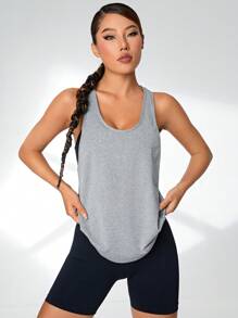 Gameset SHEIN Sport 垂袖运动背心workout Tank Top - 灰色 - 查看 4