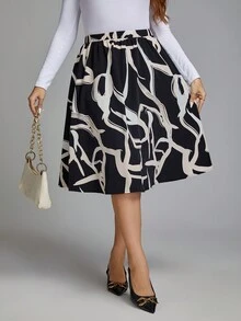 SHEIN LUNE 大尺碼圖案印花裙 - 彩色 - 查看 4