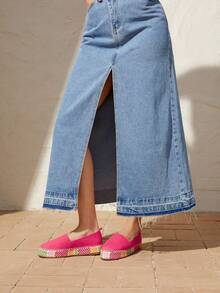 SheIn VCAY 時尚女性厚下裝涼鞋 - 紅色 - 查看 3