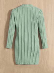 SHEIN Đầm Cổ Giả Họa Tiết Chữ Cô Gái Trẻ - màu xanh lá - Xem 2