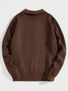 GENTILAND 男士披肩領正面鈕扣開衫 - 棕色 - 查看 2