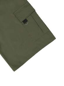 Manfinity Homme Loose Fit Men's Cargo Shorts With Flap Pockets & Drawstring Waist - Army Green - View 6