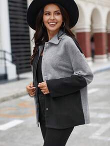 SHEIN Clasi 雙色落肩大衣 - 彩色 - 查看 4